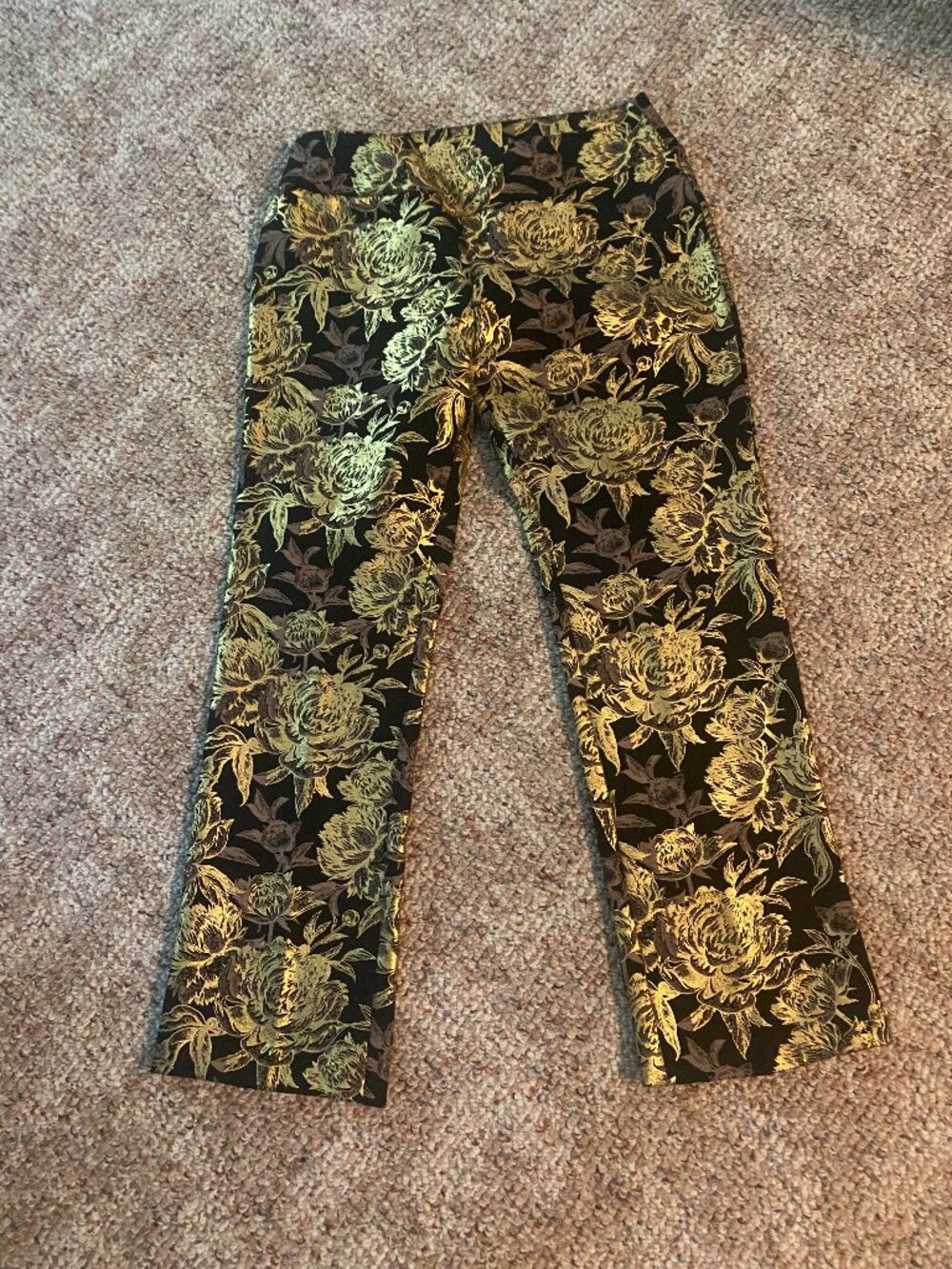 Soft Surroundings Moonstruck Womens Pants Metallic Gold on Black PM - Picture 2 of 6